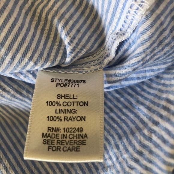 Skies are Blue blue white striped orange embroidered peplum top size small - Picture 8 of 8